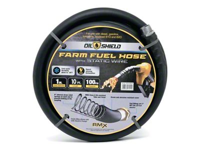 OilShield Rubber Farm Fuel Transfer Hose with Static Wire; 1-Inch x 10-Foot