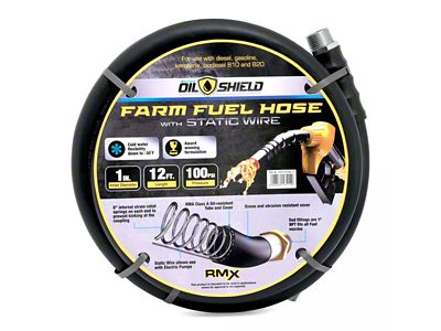 OilShield Rubber Farm Fuel Transfer Hose with Static Wire; 1-Inch x 12-Foot