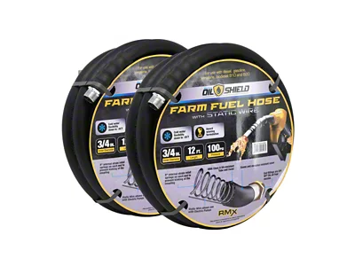 OilShield Rubber Farm Fuel Transfer Hose with Static Wire; 3/4-Inch x 12-Foot; 2-Pack