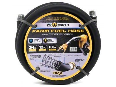 OilShield Rubber Farm Fuel Transfer Hose with Static Wire; 3/4-Inch x 12-Foot