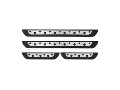 OMAC Grip Style Door Sill Covers; Stainless and Plastic (Universal; Some Adaptation May Be Required)