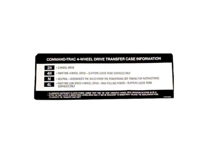 Omix-ADA Transfer Case Sunvisor Decal 94-98 Jeep Models - 18676.77
