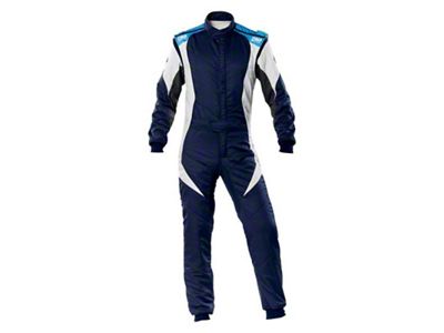 OMP First Evo Suit Navy Blue/Cyan - Size 62 Fia - IA0-1854-B01-244-62