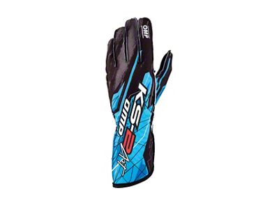 OMP KS-2 Art Gloves Black/Cyan - Size L - KB0-2748-A01-275-L