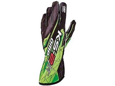OMP KS-2 Art Gloves Black/Green - Size XXS - KB0-2748-A01-274-XXS