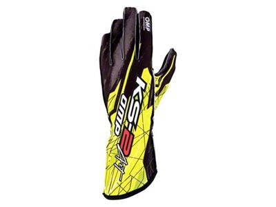 OMP KS-2 Art Gloves Black/Yellow - Size XS - KB0-2748-A01-178-XS