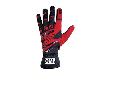 OMP KS-3 Gloves Black/Red - Size M - KB0-2743-B01-060-M