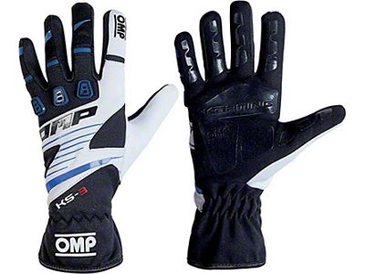OMP KS-3 Gloves Black/W/Blue - Size Xxs - KB0-2743-B01-175-XXS