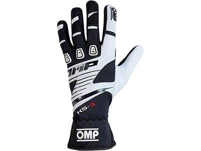 OMP KS-3 Gloves Black/White - Size M - KB0-2743-B01-076-M