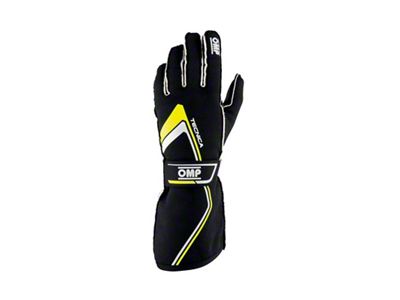 OMP Tecnica Gloves My2021 Black/Yellow - Size XL Fia 8856-2018 - IB0-0772-A01-178-XL