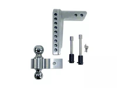 Pacbrake 2-Inch Receiver Hitch Adjustable Dual-Ball Mount; 8-Inch Drop; Chrome (Universal; Some Adaptation May Be Required)