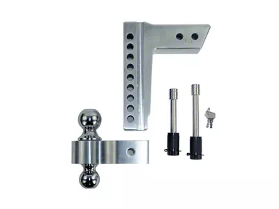 Pacbrake 2.50-Inch Receiver Hitch Adjustable Dual-Ball Mount; 8-Inch Drop; Chrome (Universal; Some Adaptation May Be Required)