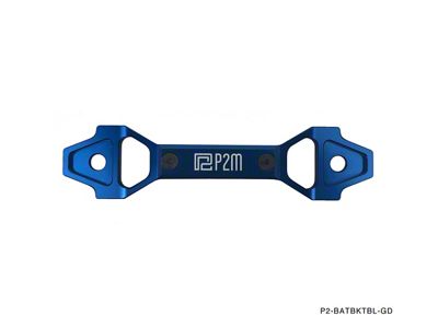 Phase 2 Motortrend Billet Aluminum Adjustable Battery Tie Down Bracket; Blue (Universal; Some Adaptation May Be Required)