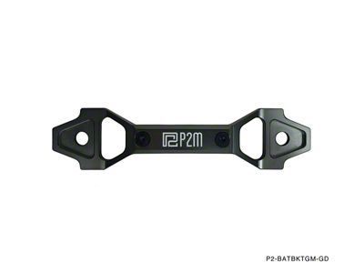 Phase 2 Motortrend Billet Aluminum Adjustable Battery Tie Down Bracket; Gun Metal (Universal; Some Adaptation May Be Required)