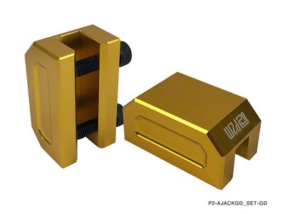 Phase 2 Motortrend Billet Aluminum Frame Rail Jack Adapters; Gold (Universal; Some Adaptation May Be Required)