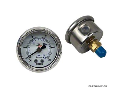 Phase 2 Motortrend Universal Liquid Filled Fuel Pressure Gauge; 1/8 NPT (Universal; Some Adaptation May Be Required)