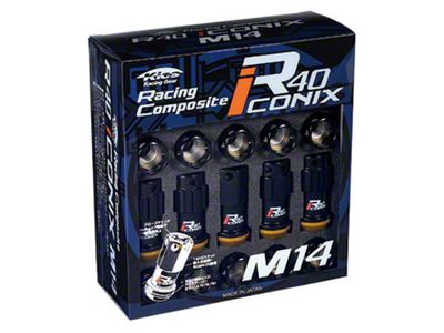 Project Kics KYO-EI R40 Iconix M14x1.25 Black Lock & Nut - WRI15KA
