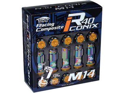 Project Kics 14X1.50 Neochrome R40 Iconix Lug Nuts Black Cap - WRIA14NK