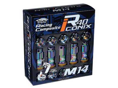 Project Kics 14X1.50 Neochrome R40 Iconix Lug Nuts Red Cap - WRIA14NR