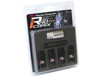 Project Kics 12X1.25 R40 Iconix Black Lug Nut Lock Set - WYIF43KK