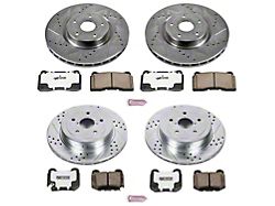 PowerStop Z26 Street Warrior Brake Rotor and Carbon-Fiber Ceramic Pad Kit; Front and Rear (05-07 Impreza WRX STI)