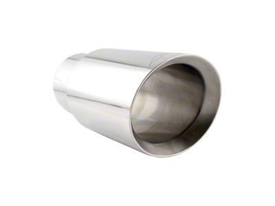 PPE Angle Cut Rolled End Round Exhaust Tip; 5-Inch (Fits 4-Inch Tailpipe)