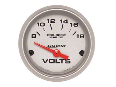 Auto Meter Voltmeter 2-1/16in 18V Electric Marine Silver Ultra-Lite Gauge - 200756-33
