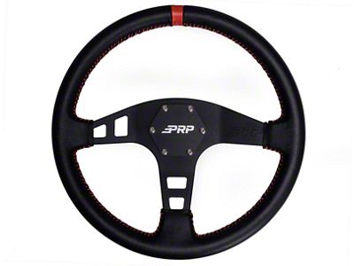 PRP Flat Leather Steering Wheel- Red - G213