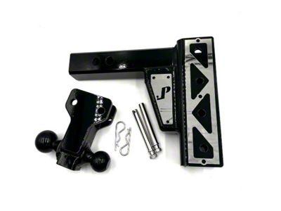 Pul-Z Baller Hauler 2-Inch Receiver Hitch Dual-Ball Mount with Triangle Stainless Overlays; Standard 7-Hole; 16.50-Inch Drop; Raw (Universal; Some Adaptation May Be Required)