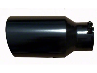 Pypes Angled Cut Rolled End Round Exhaust Tip; 4.50-Inch; Black (Fits 3.50-Inch Tailpipe)
