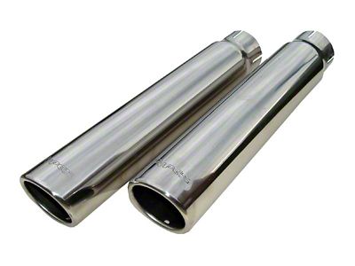 Pypes Angled Cut Rolled End Round Exhaust Tips; 3-Inch; Polished (Fits 2.50-Inch Tailpipe)