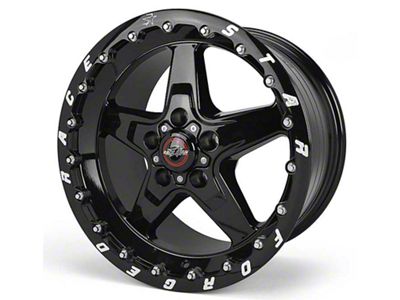 Race Star 92 Drag Star Bracket Racer Gloss Black Wheel; Rear Only; 17x10.5; 48mm Offset
