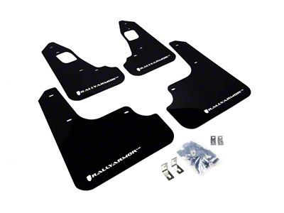Rally Armor 08-17 Mitsubishi EVO X Black UR Mud Flap - MF10-UR-BLK/WH
