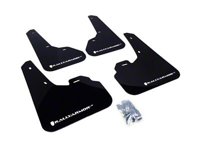 Rally Armor 10-13 Mazda3/Speed3 Hatch/Sedan Black UR Mud Flap w/White - MF17-UR-BLK/WH