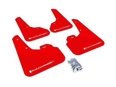 Rally Armor 10-13 Mazda3/Speed3 Hatch/Sedan Red UR Mud Flap w/White - MF17-UR-RD/WH