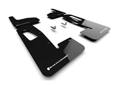 Rally Armor 22-24 Rivian R1T Black UR Mud Flap w/White - MF18-UR-BLK/WH