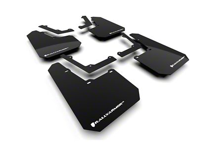Rally Armor 2024 Tesla Cybertruck Black UR Mud Flap White - MF112-UR-BLK-WH