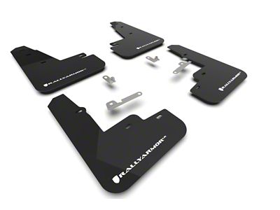 Rally Armor 21-25 Ford Mustang Mach-E/GT/Rally Black Mud Flap w/White - MF96-UR-BLK-WH