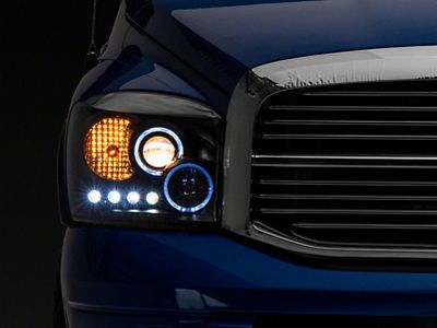 Raxiom 06-08 Dodge RAM 1500 LED Halo Projector Headlights- Blk - R110149