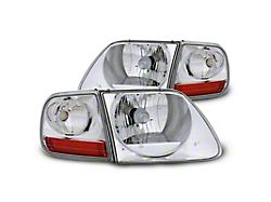 Raxiom G2 Euro Headlights with Parking Lights; Chrome Housing; Clear Lens (97-03 Ford F-150)