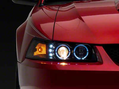 Raxiom 99-04 Ford Mustang Dual LED Halo Projector Headlights- Black - 101684