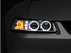 Raxiom Dual LED Halo Projector Headlights; Chrome Housing; Clear Lens (99-04 Ford Mustang)