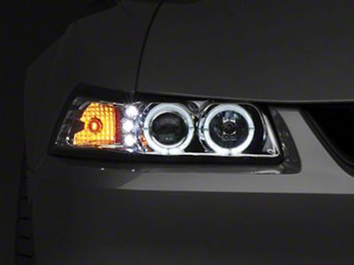 Raxiom 99-04 Ford Mustang Dual LED Halo Projector Headlights- Chrome - 49114