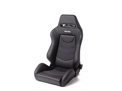 Recaro Speed V Driver Seat - Black Leather/Blue Suede Accent