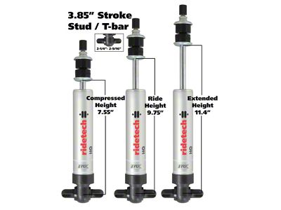 Ridetech HQ Series Shock Absorber Fixed Valve 3.85 Stroke Narrow - 22139846