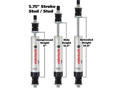 Ridetech HQ Series Shock Absorber Fixed Valve 5.75in Stroke Stud - 22169850