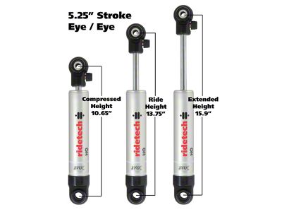 Ridetech HQ Series Shock Absorber Single Adjustable 5.25in Stroke Eye/Eye - 22159841