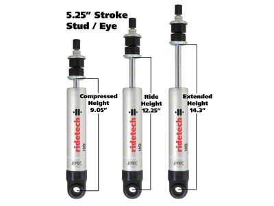 Ridetech HQ Series Shock Absorber Single Adjustable 5.25in Stroke Eye/Stud - 22159845