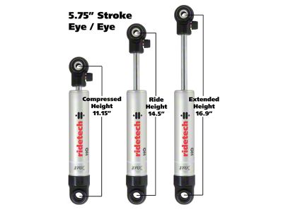 Ridetech HQ Series Shock Absorber Single Adjustable 5.75in Stroke Eye/Eye - 22169841