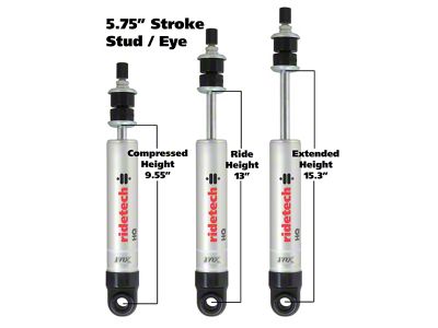 Ridetech HQ Series Shock Absorber Single Adjustable 5.75in Stroke Eye/Stud
